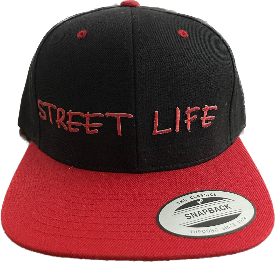 Street Life Black and Red Snap Back Hat